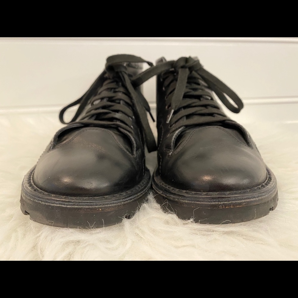Burberry Black Leather Moto Combat Lace Up Military Boots Sneakers Shoes Sz 40 7 - Picture 4 of 16